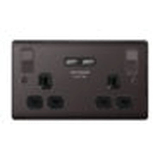 BG 13a 2 Gang Switch Socket & USB Black Nickel With Black Inserts