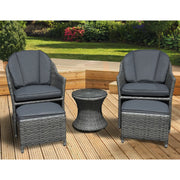 Pagoda Corfu Rattan Companion Set 2 x Chairs. 1 x Table, 2 x Foot Stools