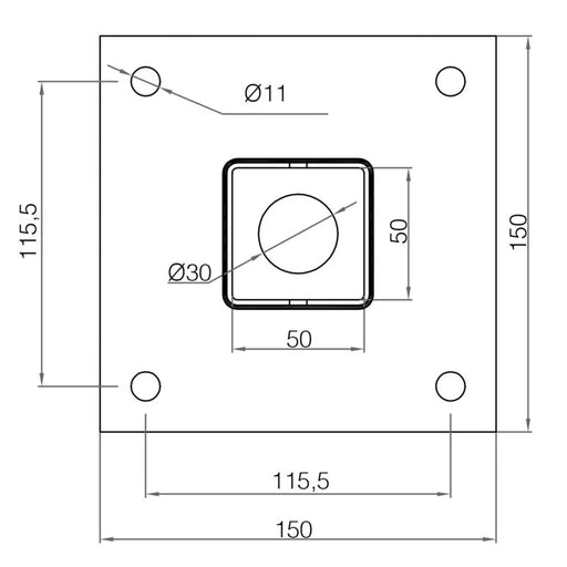 Picardy Bolt-Down Post Support 50x50mm