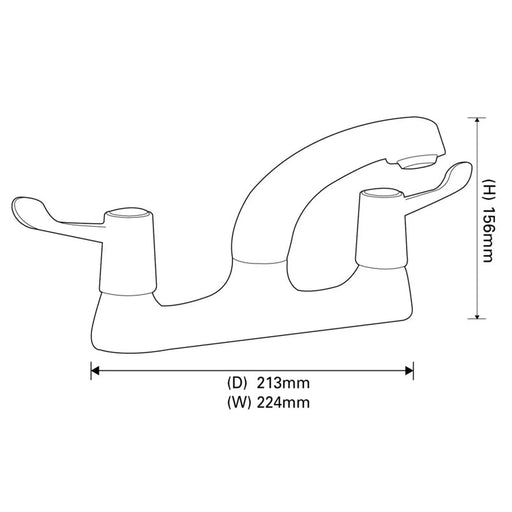 SP Rhodes Deck Mixer Lever Sink Tap H 167mm W 224mm D 213mm