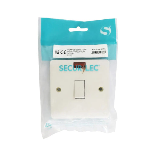 Securlec 1 Gang Double Pole Switch & Pilot Light Round Edge