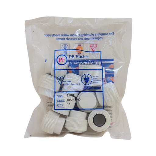 Whitespeed Push-Fit Stop End 22mm Pack 10