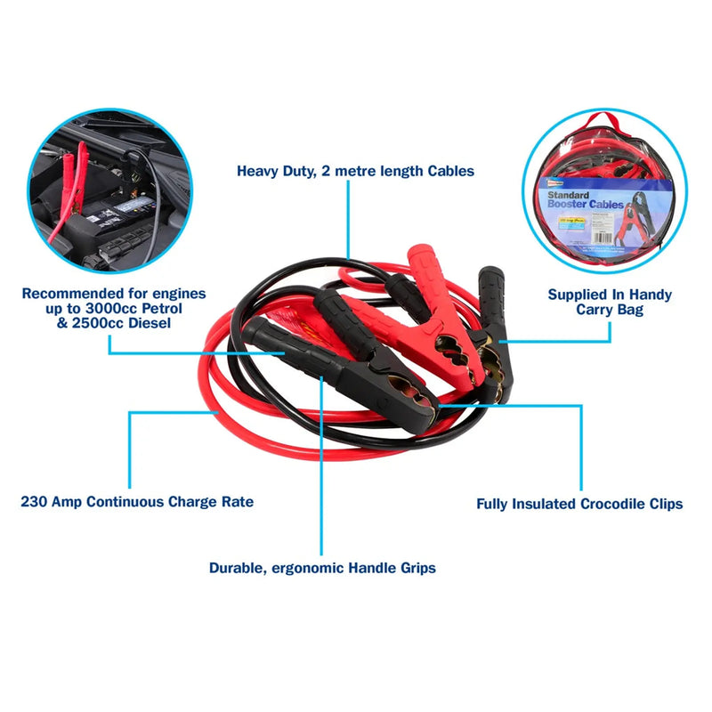 Streetwize Aluminium Booster Cable with Insulated Crocodile Clips 2m/350Amp