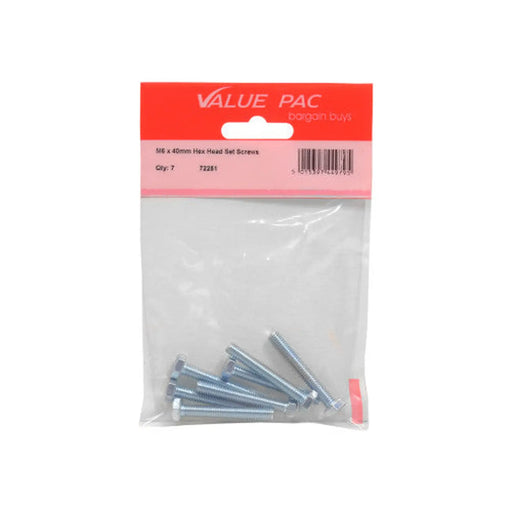 M6 x 40mm Hex Head Set Screws (Pack of 5)