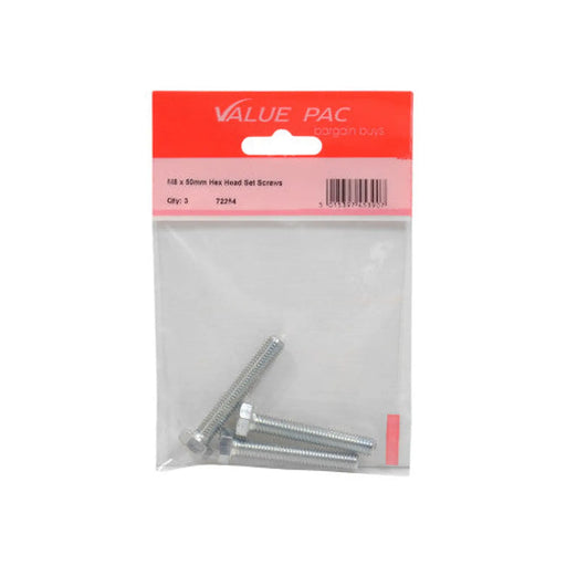 M8 x 50mm Hex Head Set Screws (Pack of 3)