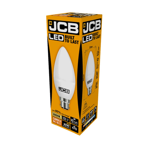 JCB LED Candle 470lm Opal 6w B22 2700k