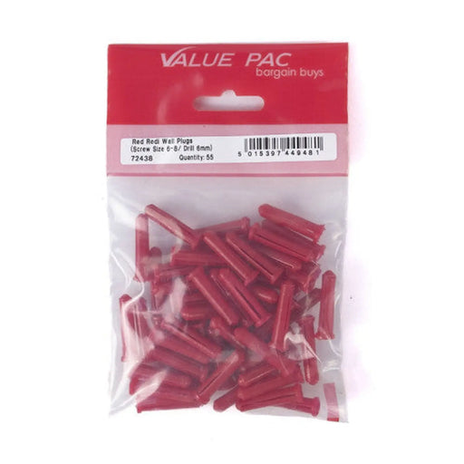 Screw Size 6-8/Drill 6mm Red 'Redi' Plugs 55pk