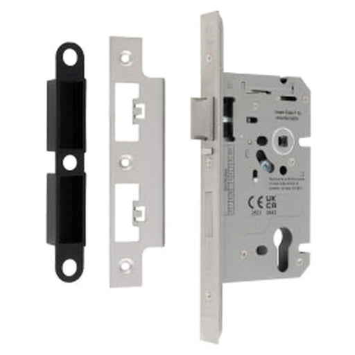 60Mm Din Euro Escape Lock - 72Mm C/C - Square - Satin Stainless Steel