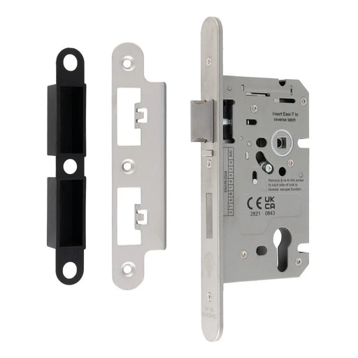60Mm Din Euro Escape Lock - 72Mm C/C - Radius - Satin Stainless Steel