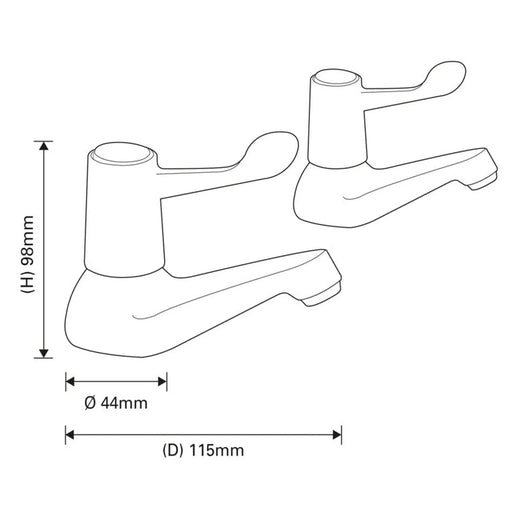 SupaPlumb Lever Bath Taps H: 98mm D:115mm Diameter: 44mm