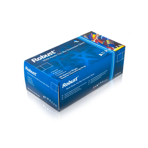 Aurelia Robust Nitrile Powder Free Blue Disposable Gloves Small - Pack 100