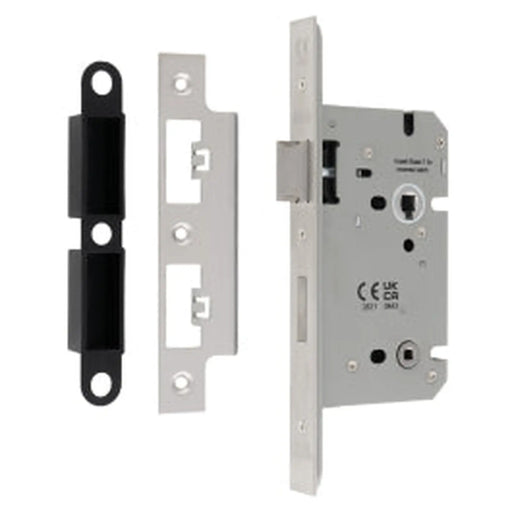 60Mm Din Bathroom Lock - 5Mm Follower - 78Mm C/C - Square - Satin Stainless Steel