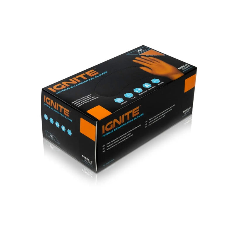 Aurelia Ignite Heavy Duty Orange Powder Free Nitrile Gloves X large
