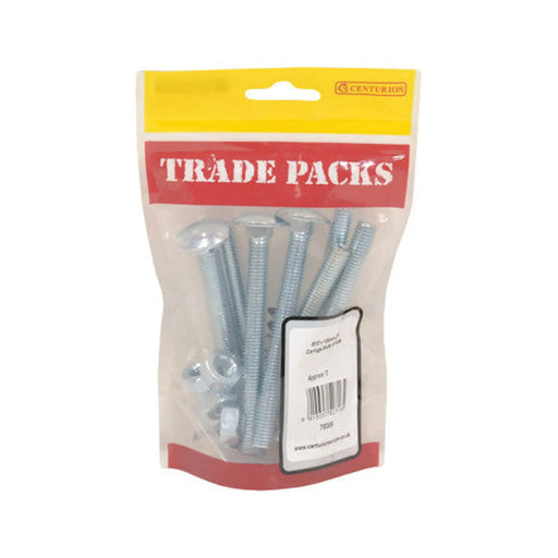 Cup Square Carriage Bolts & Nuts - Zinc Plated - M10 x 100mm - (7 PK)