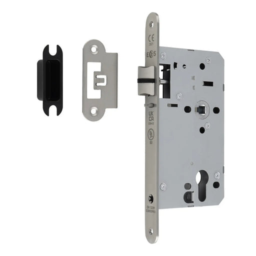 60Mm Din Euro Nightlatch - 72Mm C/C - Radius - Satin Stainless Steel
