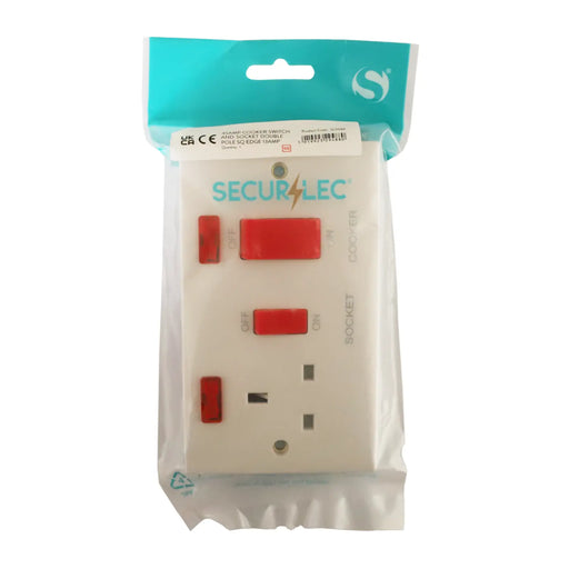 Securlec Square Cooker Switch & Socket Double Pole Square Edge