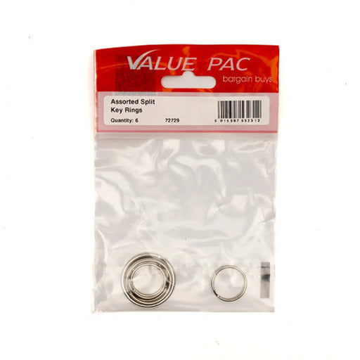 Assorted Split Key Rings (Pack of 6)