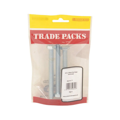 Hex Head Set Screws - Zinc Plated - M10 x 100mm - (3 PK)