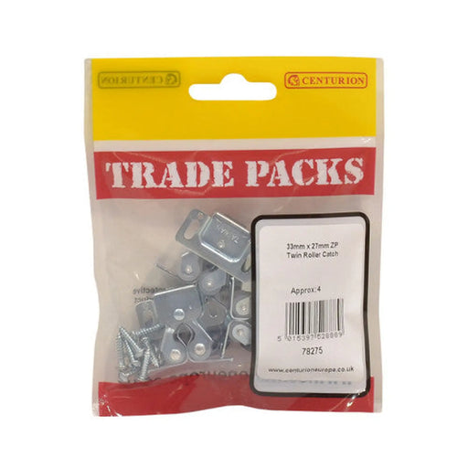 Twin Roller Catch - Zinc Plated - 33mm x 27mm - (4 PK)