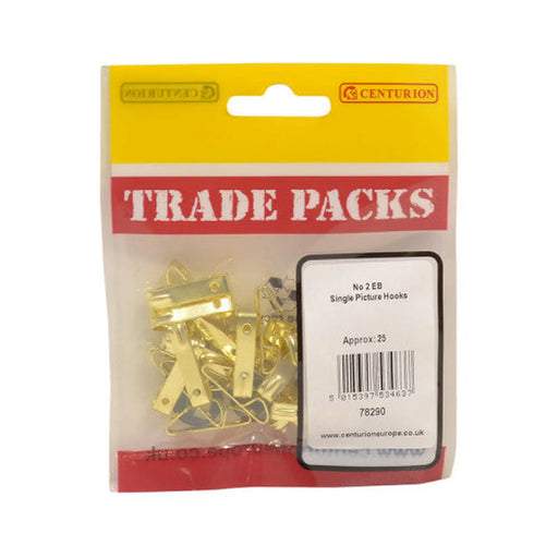 Single Picture Hooks - No 2 - Brass - Pack of 25