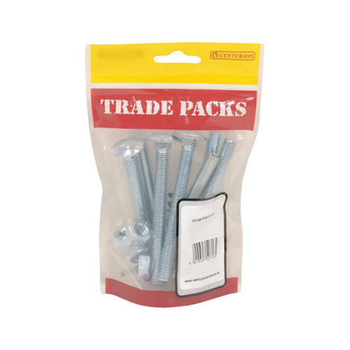 Cup Sqaure Small Carriage Bolts & Nuts - Zinc Plated - M12 x 100mm - (Pack of 5)