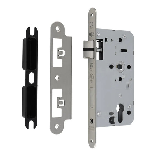 55Mm Din Euro Sashlock - 72Mm C/C - Radius - Satin Stainless Steel