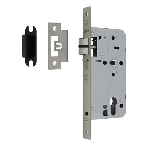 55Mm Din Euro Nightlatch - 72Mm C/C - Square - Satin Stainless Steel