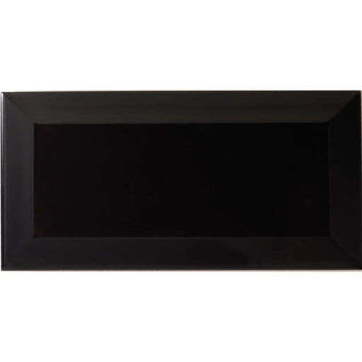 Johnson Tiles Bevel Brick Gloss Tiles Black 200x100x7.5