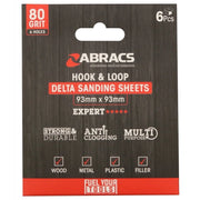 Abracs Hook & Loop Delta Sanding Sheets Pack 6 93mm x 93mm x 60g