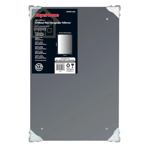 SupaHome Drilled Rectangular Mirror 450x600mm