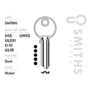 Smiths Locks Universal 5 Pin Cylinder Key Blank Reverse Pack 10