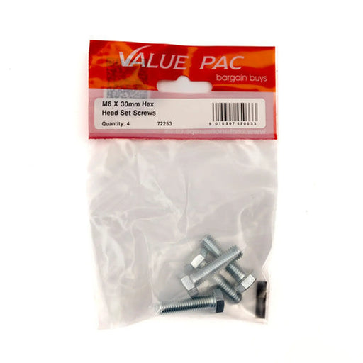 M8 x 30mm Hex Head Set Screws (Pack of 4)