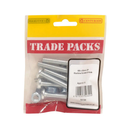Machine Screws & Nuts - Zinc Plated - M8 x 50mm - (6 PK)