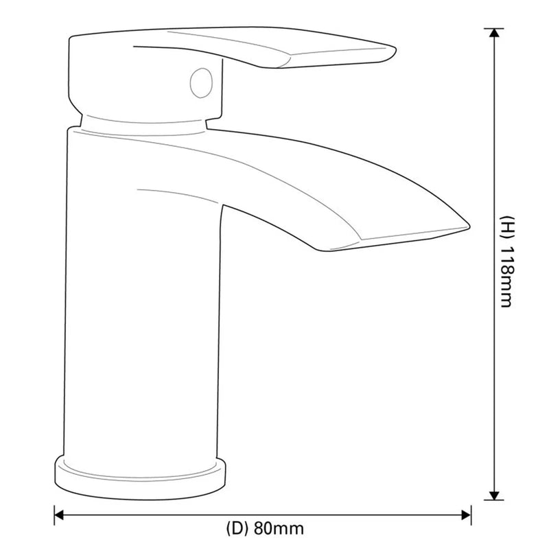 SP Aero Curve Cloakroom Basin Mixer Tap H: 118mm D: 80mm