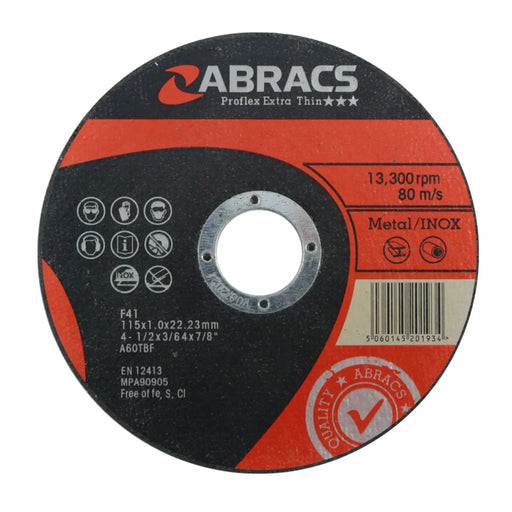 Abracs Proflex Extra Thin Cutting Discs Pack 10 115mm
