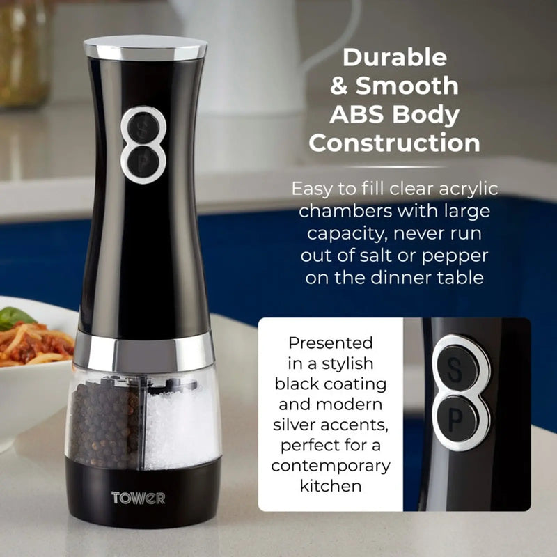 Tower Duo Electric Salt/Pepper Mill Black