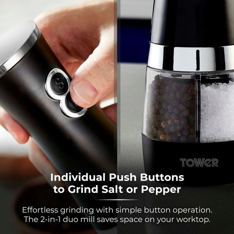Tower Duo Electric Salt/Pepper Mill Black