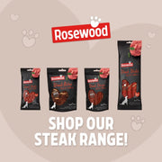 ROSEWOOD Steak Strips Beef & Pollock Dog Treats 100g