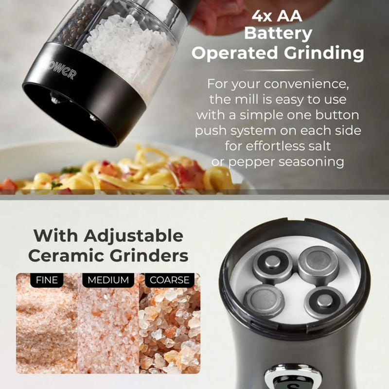 Tower Duo Electric Salt/Pepper Mill Black