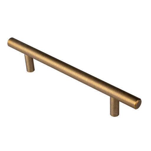 12Mm Dia. T-Bar Pull Handle - 128Mm C/C - Bolt Through Fixing - Antique Brass 128mm c/c