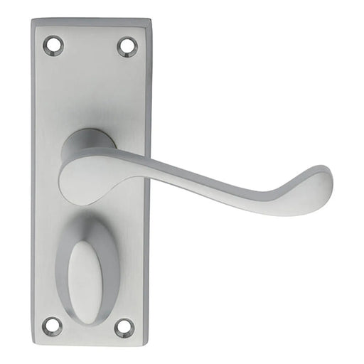 Victorian Scroll Lever On Backplate - Privacy - Satin Chrome 118MM X 43MM