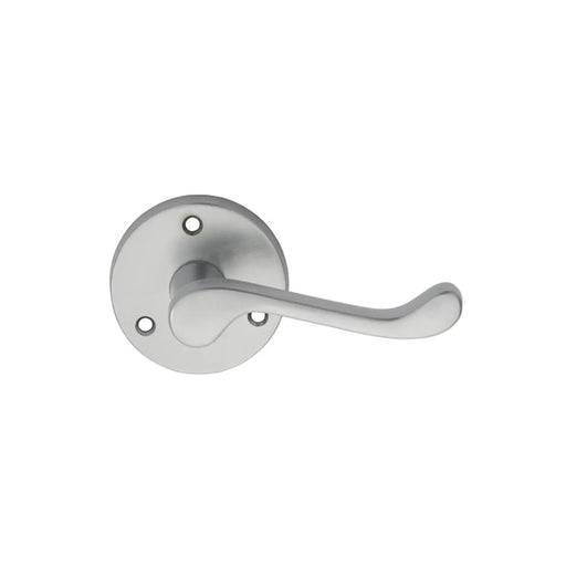 Victorian Scroll Lever On Sprung Face-Fix Round Rose - Satin Chrome 57MM