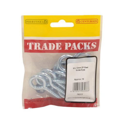 Steel Screw Eyes - Zinc Plated - 55mm x 5mm - (10 PK)