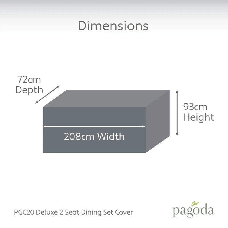Pagoda Deluxe 2 Seat Dining Set Cover 208 x 93 x 72cm