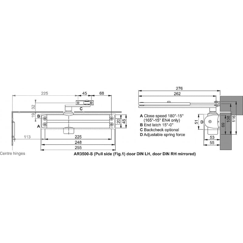 Arrone Power Adjustable Door Closer 2-4