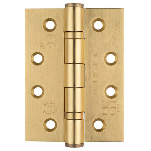 102 X 76 X 3Mm Ball Bearing Hinge Grade 13 C/W Screws (Pair) - Satin Brass