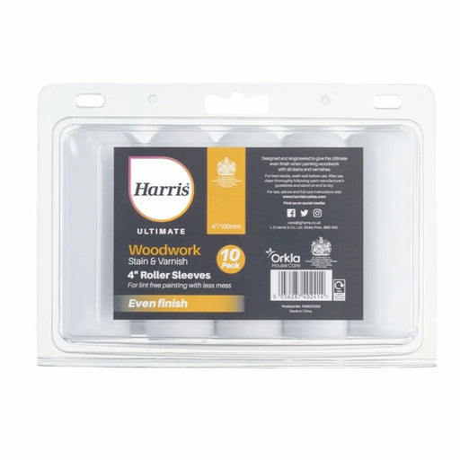 Harris Ultimate Woodwork Stain Varnish Sleeve 4" 10 Pack