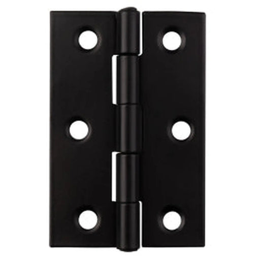 76 X 50 X 2Mm Fixed Pin Hinge C/W Screws - Retail Pack - Powder Coat Black