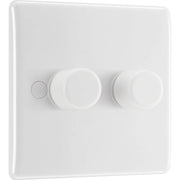 BG White Moulded Double 2 Way Dimmer Switch 200w