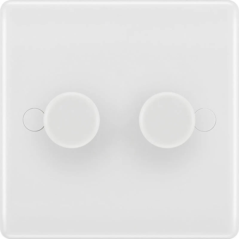 BG White Moulded Double 2 Way Dimmer Switch 200w